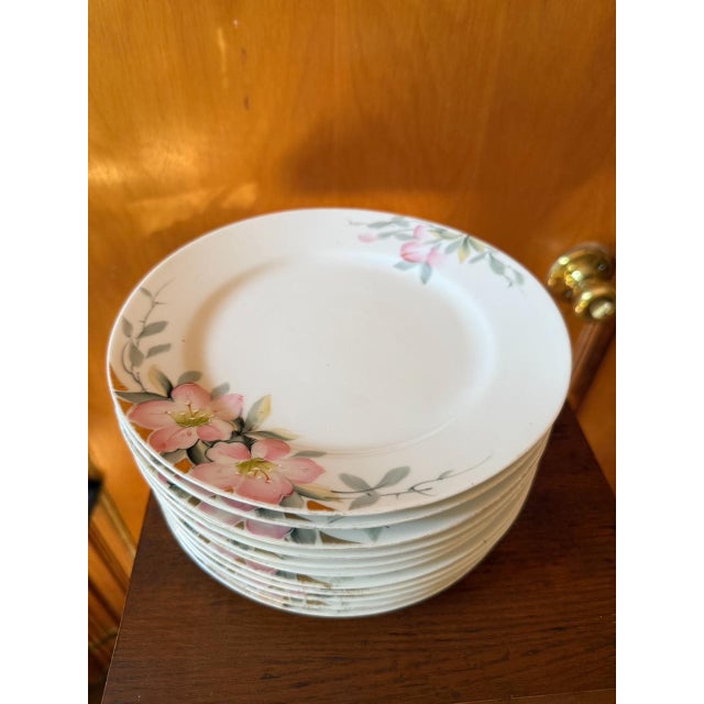 Early 20th Century Nippon Azalea Porcelain Salad Plates, Japan, Set of 11 For Sale - Image 10 of 13