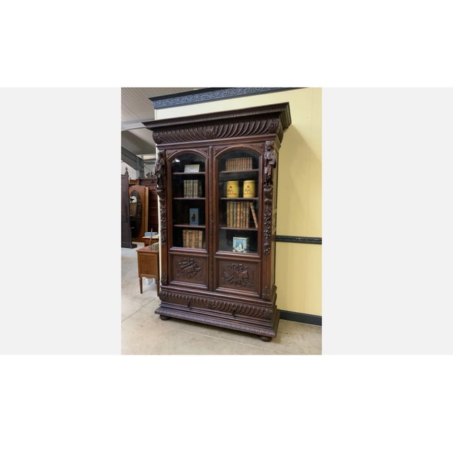 Antique Neo-Renaissance Bookcase, 1870 For Sale - Image 3 of 14