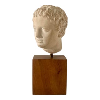 Bust of Roman Emperor Augustus on Wood Pedestal For Sale