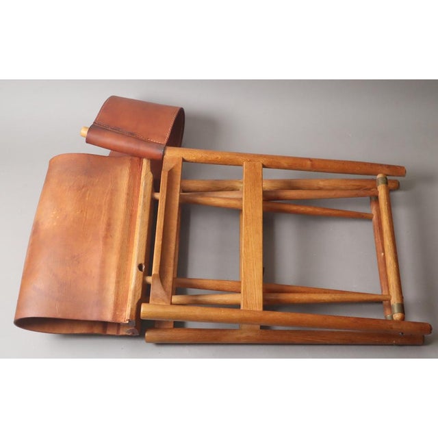 Wood Model 903 Foldable Chair in Saddle Leather and Oak by Kurt Culetto for Horgenglarus, 1960s For Sale - Image 7 of 18