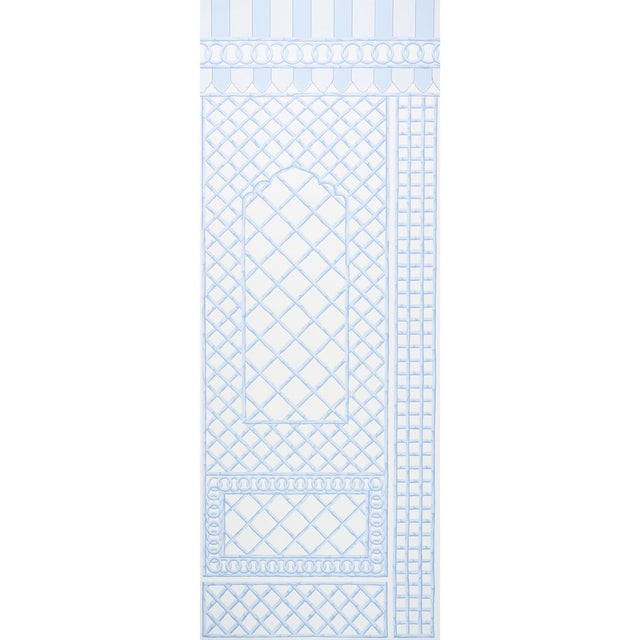 Schumacher Sample - Schumacher x Marie-Anne Oudejans Bamboo Trellis Panel B in Blue For Sale - Image 4 of 4