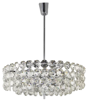 Large Round Chandelier with Diamond-Shaped Crystals from Bakalowits & Söhne, Austria, 1950s