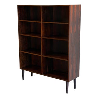 Vintage Danish Mid Century Modern Rosewood Bookcase / Open Shelving Display Cabinet For Sale