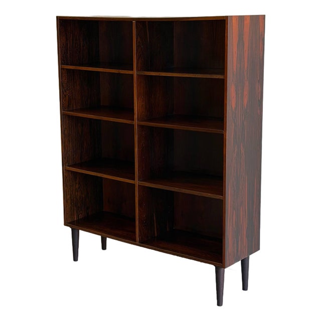 Vintage Danish Mid Century Modern Rosewood Bookcase / Open Shelving Display Cabinet For Sale