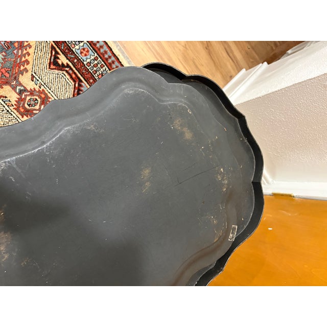 Early 20th Century Antique Floral Tole Tray Table For Sale - Image 5 of 6