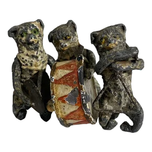 19th Century 3 Figurines of Cats-Musicians. Vienna Bronze. Austria