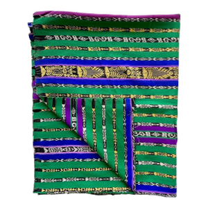 Vintage Guatemalan Textile in Kelly Green With Jaspe Ikat Detail, 2.4 Yards