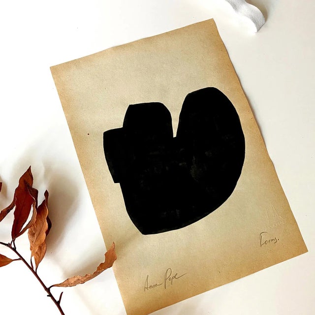 "Forms" Contemporary Minimalist Gouache Drawing on Vintage Paper For Sale - Image 4 of 4