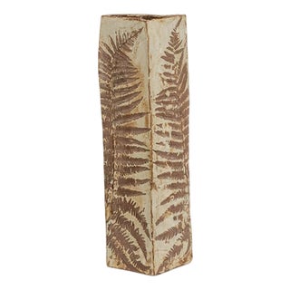 Brutalist-Style Stoneware Vase with Plant Decoration, 1970s For Sale