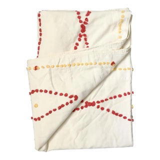 Vintage Chenille Pom Pom Popcorn Tufted Quilted Octagram Star Bedspread Coverlet For Sale