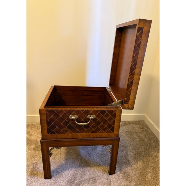 Vintage Maitland-Smith Mahogany Parquetry Box Table For Sale - Image 13 of 14
