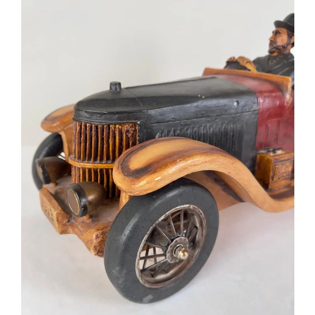 Antique 1913 Model Touring Car and Driver Wooden Hand Painted Sculpture For Sale - Image 11 of 12