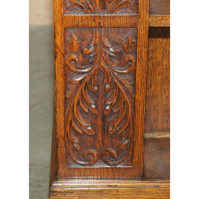 Carved 1880 Antique Victorian English Oak Revolving Bookcase Book Table For Sale - Image 14 of 17
