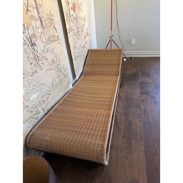 Danny Ho Fong style faux wicker chaise. Purchased on Chairish.