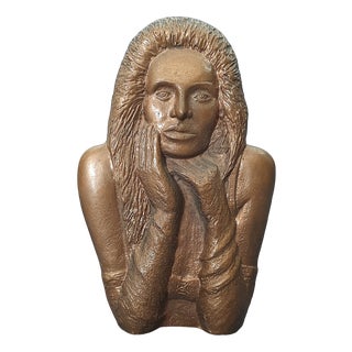 Vintage Italian Bronze Woman Double Bust Sculpture, 1960s For Sale