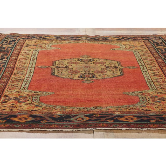 Rustic Antique Persian Bakhaish Rug - 05'07 x 06'01 For Sale - Image 3 of 10