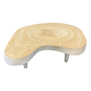 Andrianna Shamaris Amorphous Single Slab Teak Mid-Century Modern Coffee Table For Sale