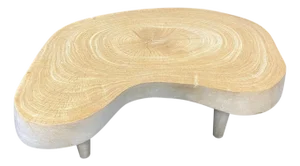 Andrianna Shamaris Amorphous Single Slab Teak Mid-Century Modern Coffee Table