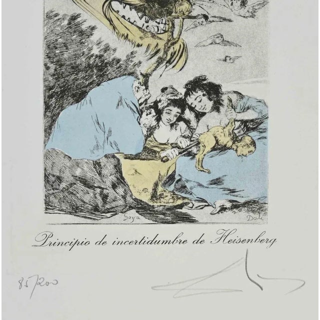Etching, Drypoint and Pochoir, 1977. Sheet 19 from the series Les Caprices de Goya de Dalì. Printed by J.J.J. Rigal after...