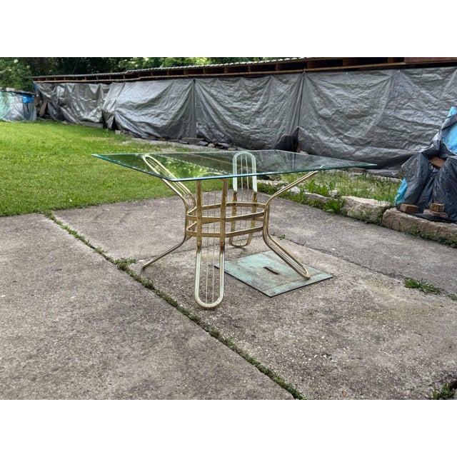 Italian Brass Dining Table and Chairs, 1970s, Set of 7 For Sale - Image 9 of 10