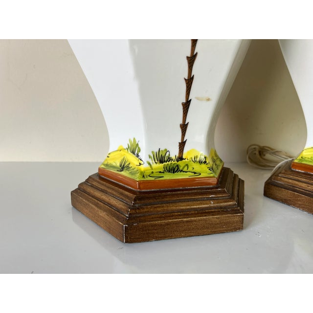 Palm Beach Hollywood Regency Ginger Jar Form Ceramic Table Lamps - a Pair For Sale - Image 4 of 13