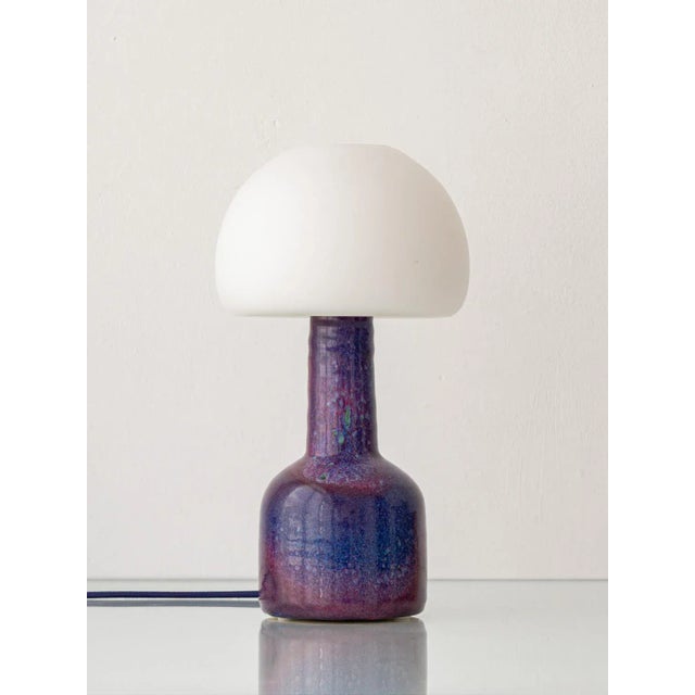 Mid-Century Modern Ceramic and Opaline Glass Table Lamp by Jaap Ravelli, 1950s For Sale - Image 12 of 12