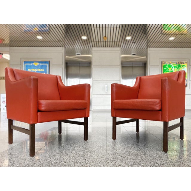 Mid-Century Modern Danish Modern Leather & Beech Lounge Chairs in the Style of Børge Mogensen - A Pair For Sale - Image 3 of 17