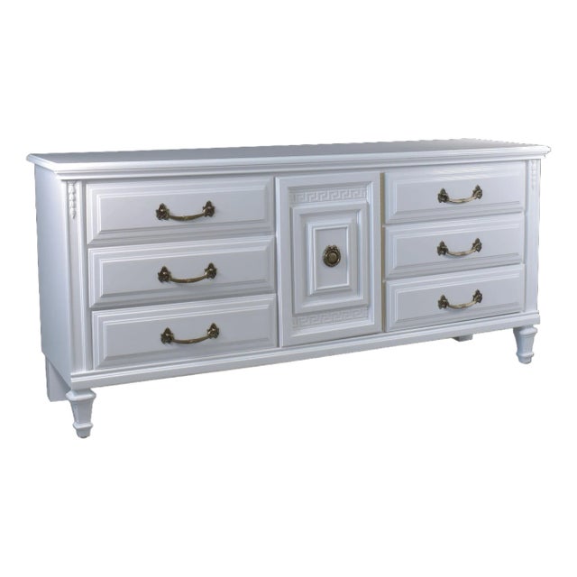 Faux Bamboo Greek Key Dresser For Sale