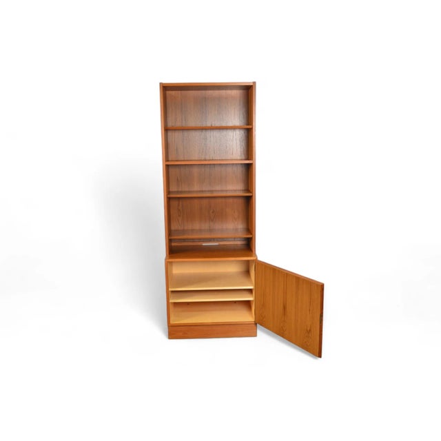 Wood Carlo Jensen Narrow Teak Bookcase With Lower Locking Cabinet For Sale - Image 7 of 9