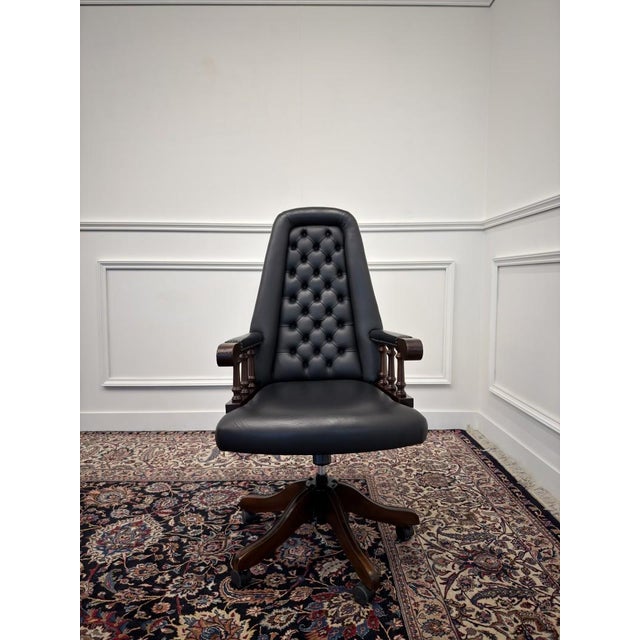 About this Classic English Chesterfield Office Chair Black Classic and Elegant | Antique office chairs in English, Classic...