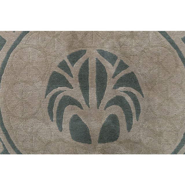 Art Deco Art Nouveau Modern Spiral Arabesque Taupe With Forest Green Rug "Nautilus" For Sale - Image 3 of 8
