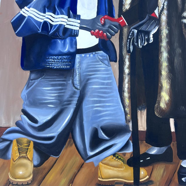 "Handshake of Eras", Oil on Canvas Painting by Chinonso Ofodile For Sale - Image 6 of 6