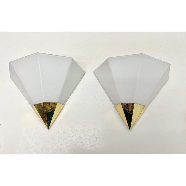 Opaline Glass and Brass Wall Lamps from Glashütte Limburg, 1970s, Set of 2 For Sale - Image 12 of 12