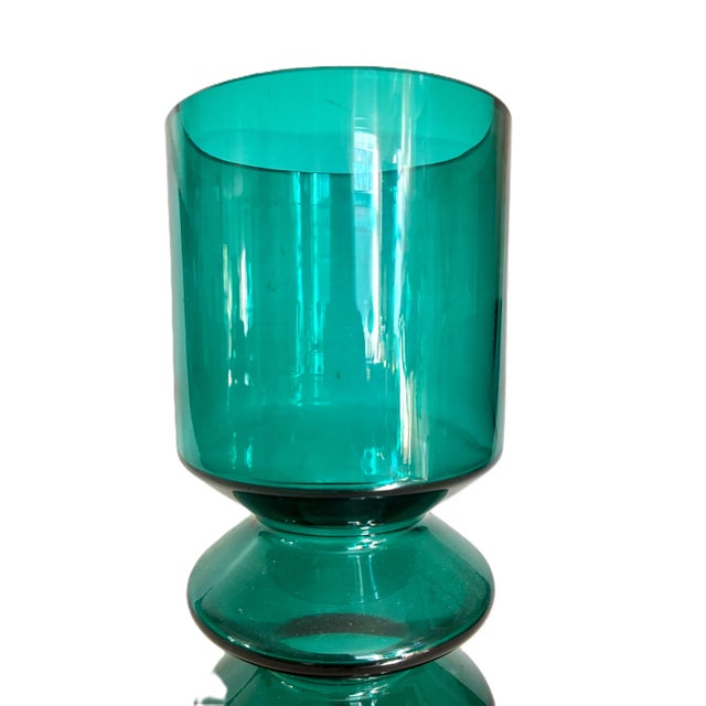 Riihimäki Tamara Aladin Hoop Teal Glass Vase / Finland Art Glass, MCM Riihimäki #1472 For Sale - Image 4 of 10