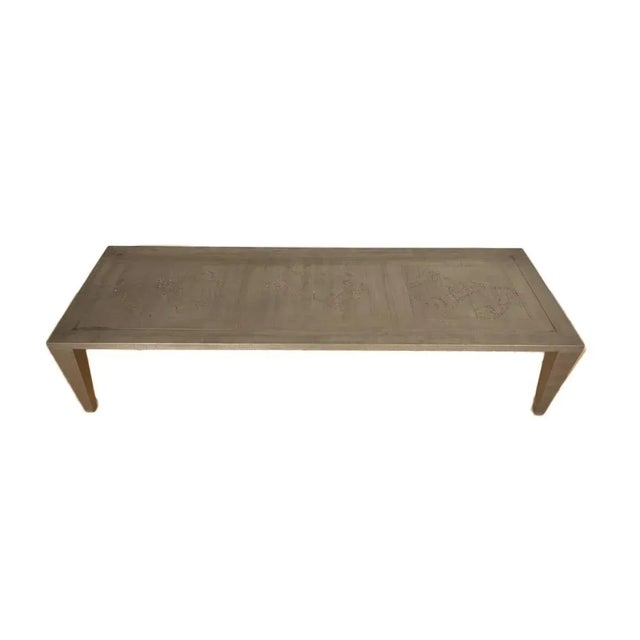 1980s Metal Clad Silver Color Coffee Table For Sale - Image 9 of 9