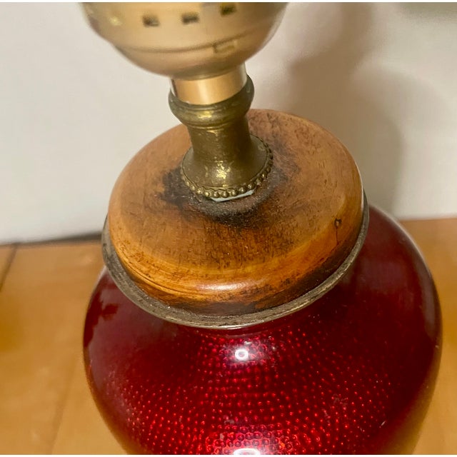 Early 20th Century Pair of Antique Chinese Sang De Boeuf Oxblood Porcelain Vase Table Lamps — Late 19th/Early 20th Century For Sale - Image 5 of 9