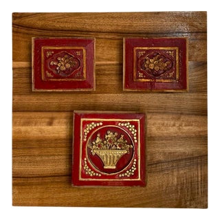 c.1920 Chinese Giltwood Carved Panels – Triptych Wall Art For Sale