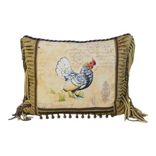 Stunning French Country Rooster Feather/Down Pillow For Sale