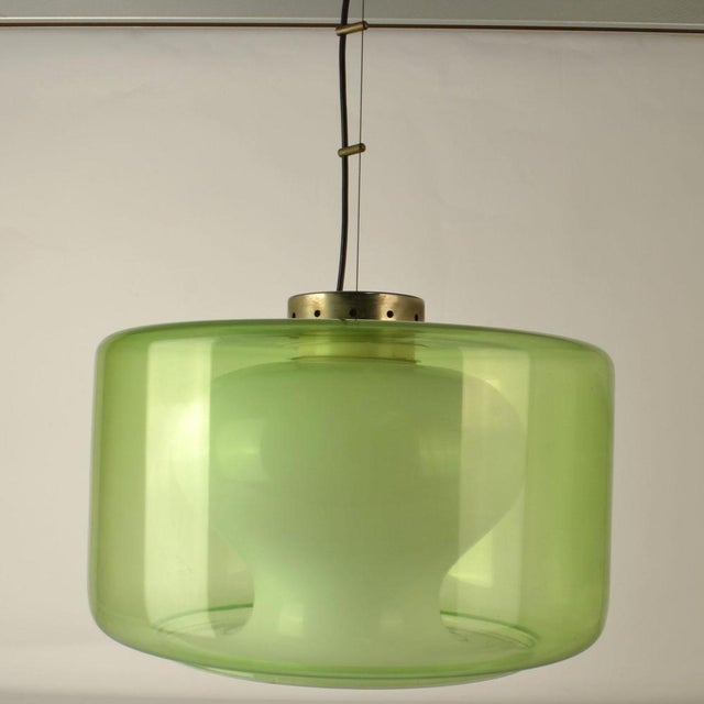 Large Green and Opaline Glass Pendant, 1960s For Sale - Image 6 of 9