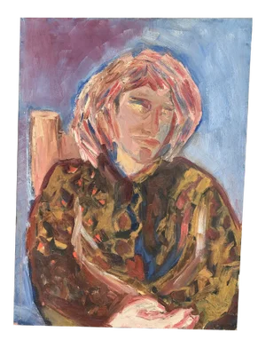 1950s Expressionist Style Portrait Oil Painting