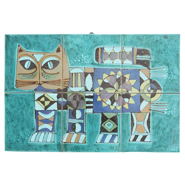 Cat Lovers'' Decorative Ceramic Panel For Sale