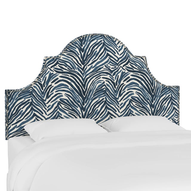 Halsted Headboard in Blue Washed Zebra, Queen For Sale In Chicago - Image 6 of 6