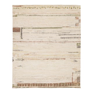 Modern Moroccan Berber Style Abstract Wool Area Rug - Neutral Earth Tones For Sale