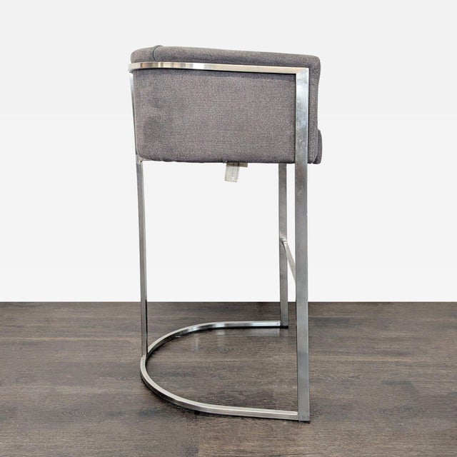 Modern Euro Style Modern Grey Counter Stool With Metal Frame For Sale - Image 3 of 10