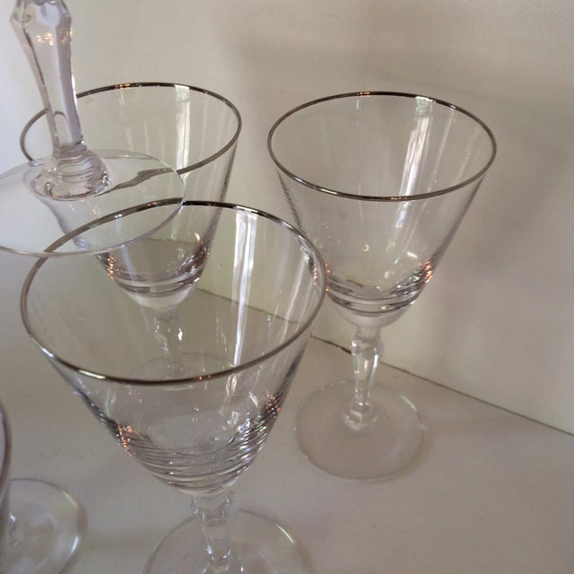 Platinum Rim Fostoria Wine Glasses - Set of 6 For Sale - Image 10 of 13