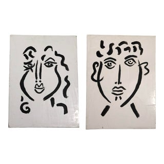 “Plaster Twins” Oil Paintings by Rae - Set of 2 For Sale