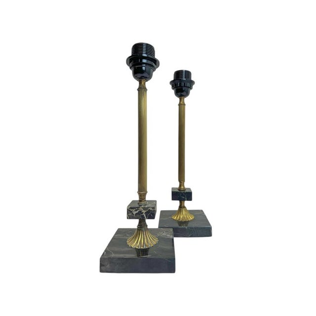 1950s Table Lamps in Brass and Marble, 1950s, Set of 2 For Sale - Image 5 of 11