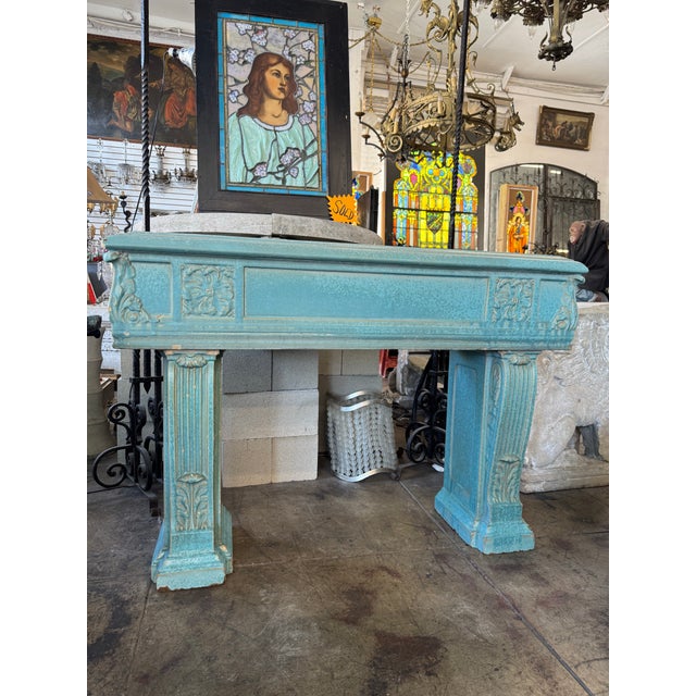 Ceramic 1930s Rare Monumental Gladding McBean Turquoise Glazed Architectural Terra Cotta Planter For Sale - Image 7 of 12