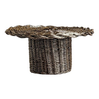 El 04 Cake Stand in Metal-Plated Hand-Woven Wicker by Caspal For Sale