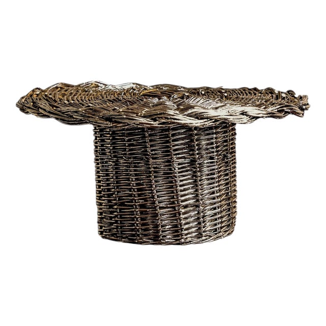 El 04 Cake Stand in Metal-Plated Hand-Woven Wicker by Caspal For Sale